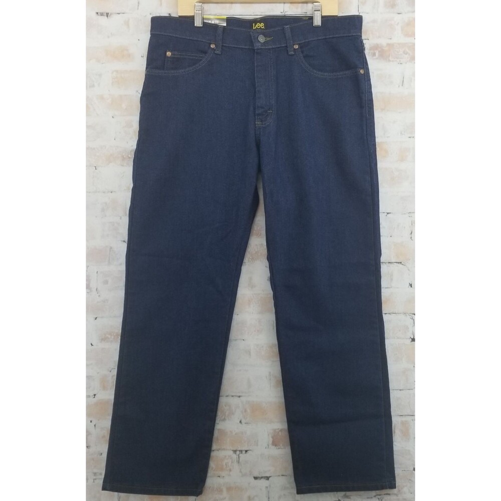 NWT Lee Regular Fit Straight Leg Indigo Stretch Blue Jeans Men's 36W x 30L